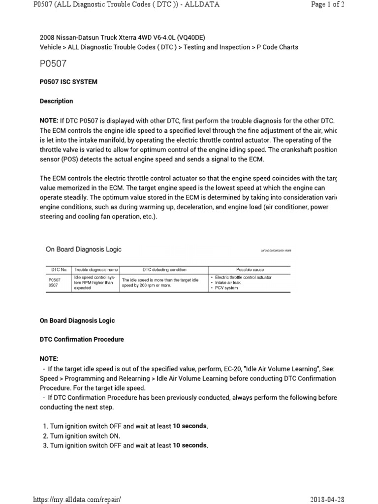 P0507 ISC System Diagnosis Guide | PDF | Technology & Engineering