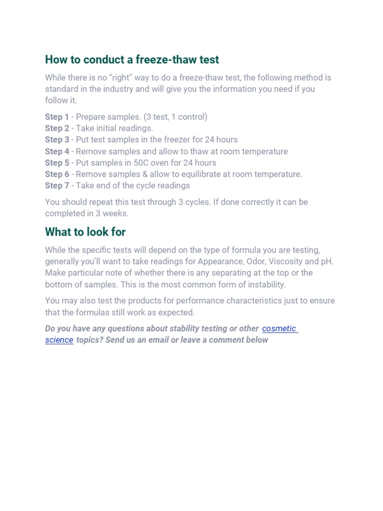 Conducting a Freeze-Thaw Test | PDF