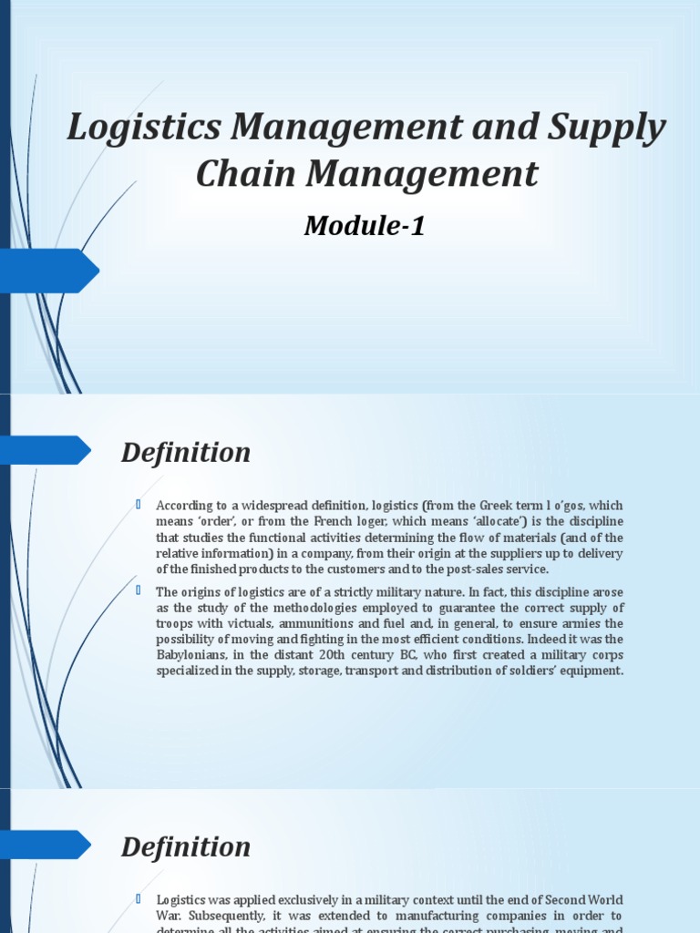 Logistics Management Overview and Importance | PDF | Logistics | Supply ...