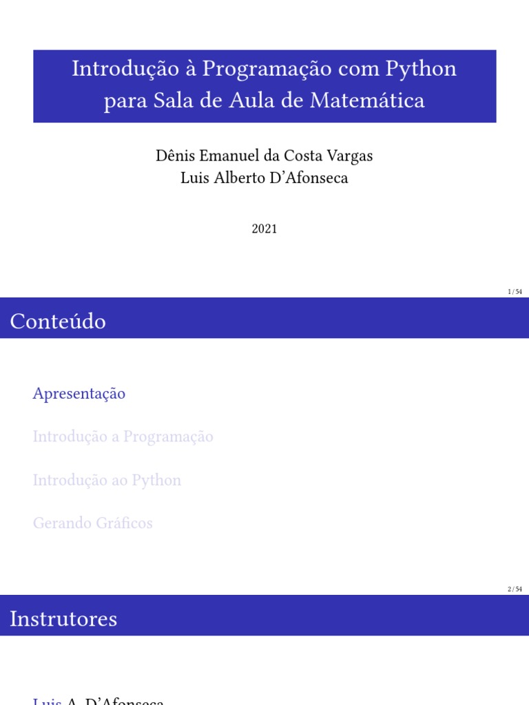 Introdução à Programação com Python para Sala de Aula de Matemática ...