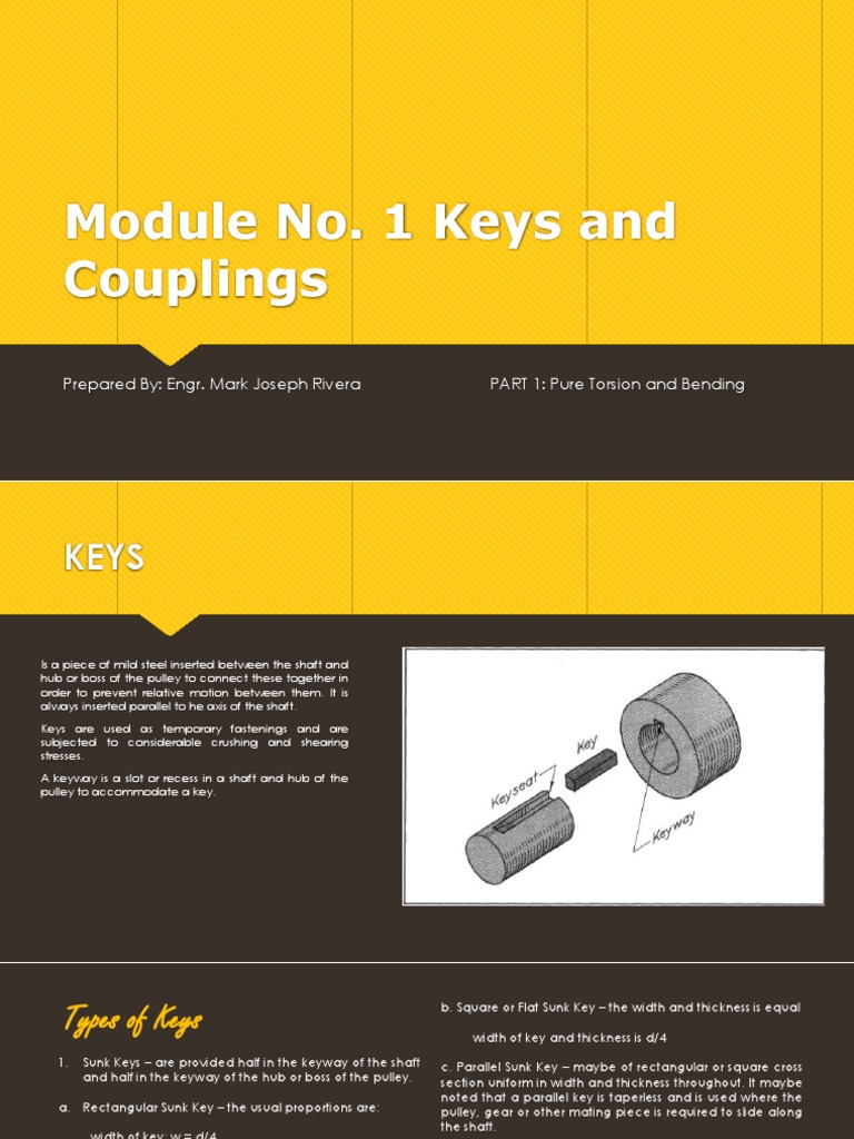 Keys and Couplings PDF Strength Of Materials Mechanical Engineering
