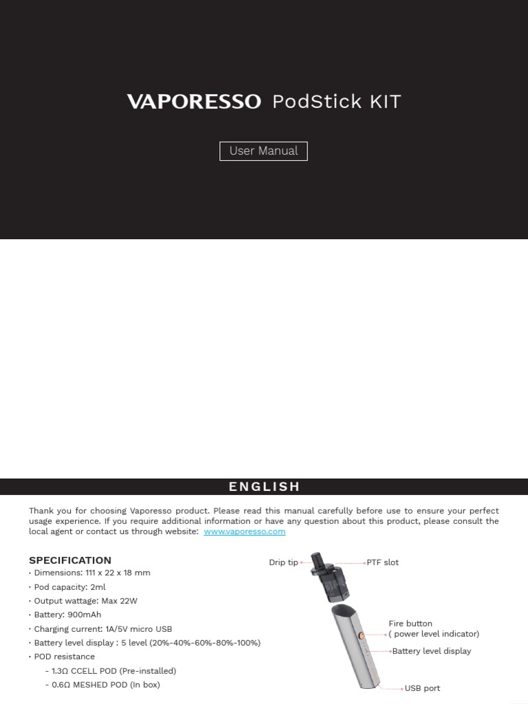 Vaporesso PodStick User Manual | PDF