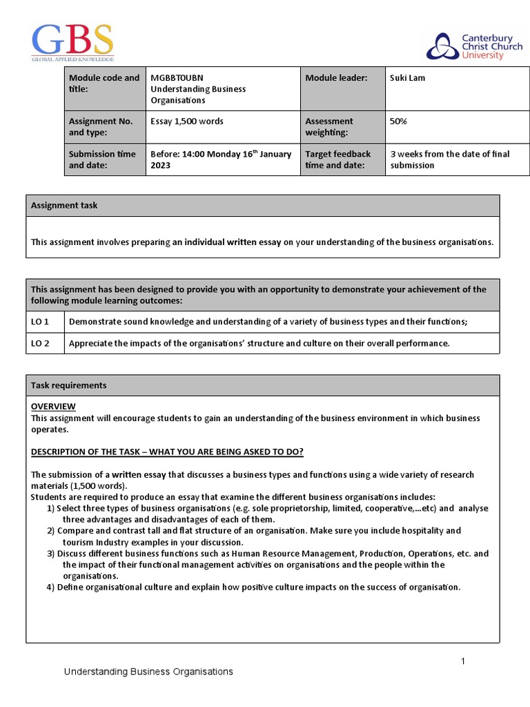 UBO Assignment: Business Organisations Essay | PDF | Evaluation | Essays