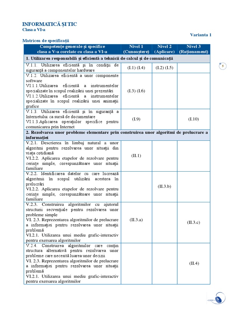 Culegere Teste INFORMATICA 5 | PDF