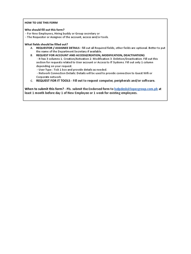 IT Access Request Form Instructions | PDF | Computer Network | Wi Fi