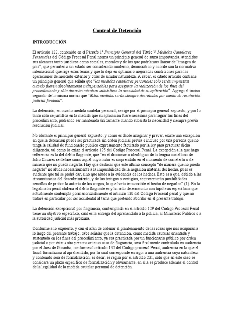 Control de Detención en el Proceso Penal | PDF | Derecho penal | Juez