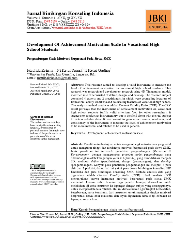 Development of Achievement Motivasion Scale | PDF | Cognition | Science