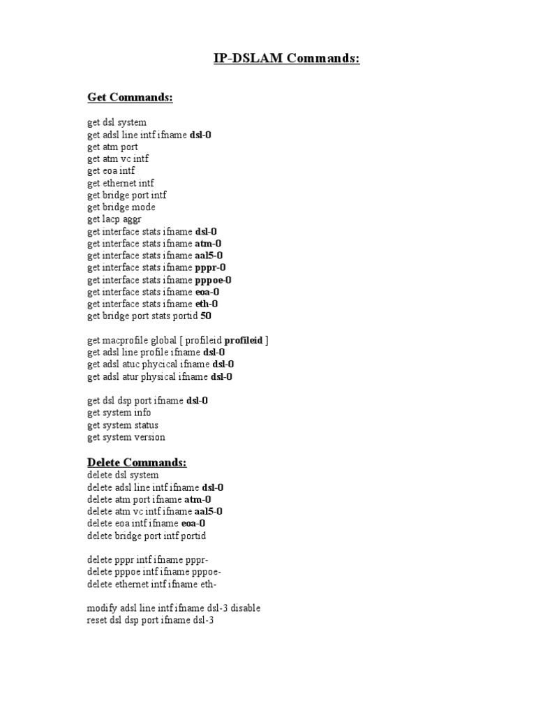 DSLAM Commands | PDF