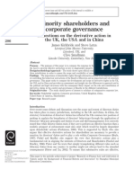 Minority Shareholders and Corporate Governance: Reflections On The Derivative Action in The UK, The USA and in China