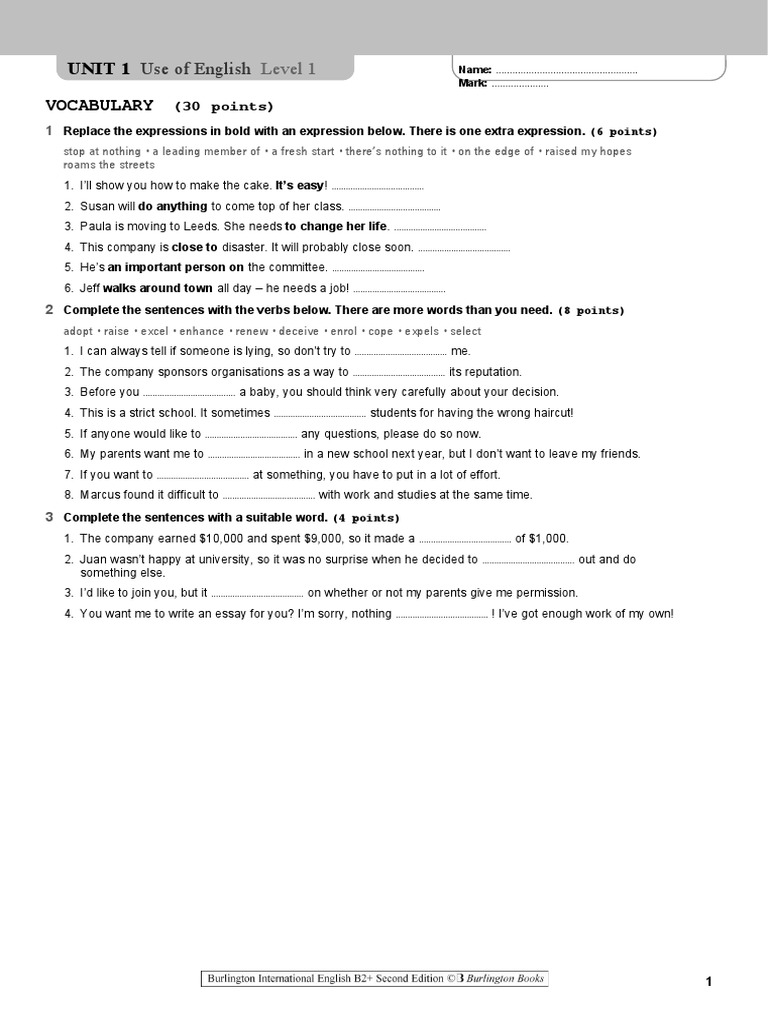 02 BIE B2Plus 2ED U1 Level1 | PDF