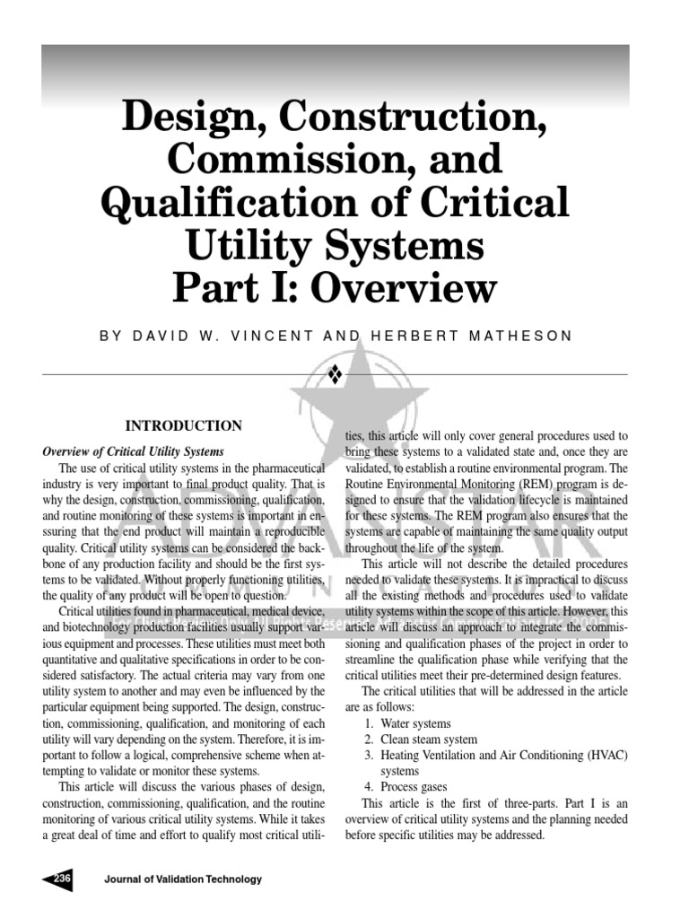 Criticial Utility Qualification Part1 PDF Verification And