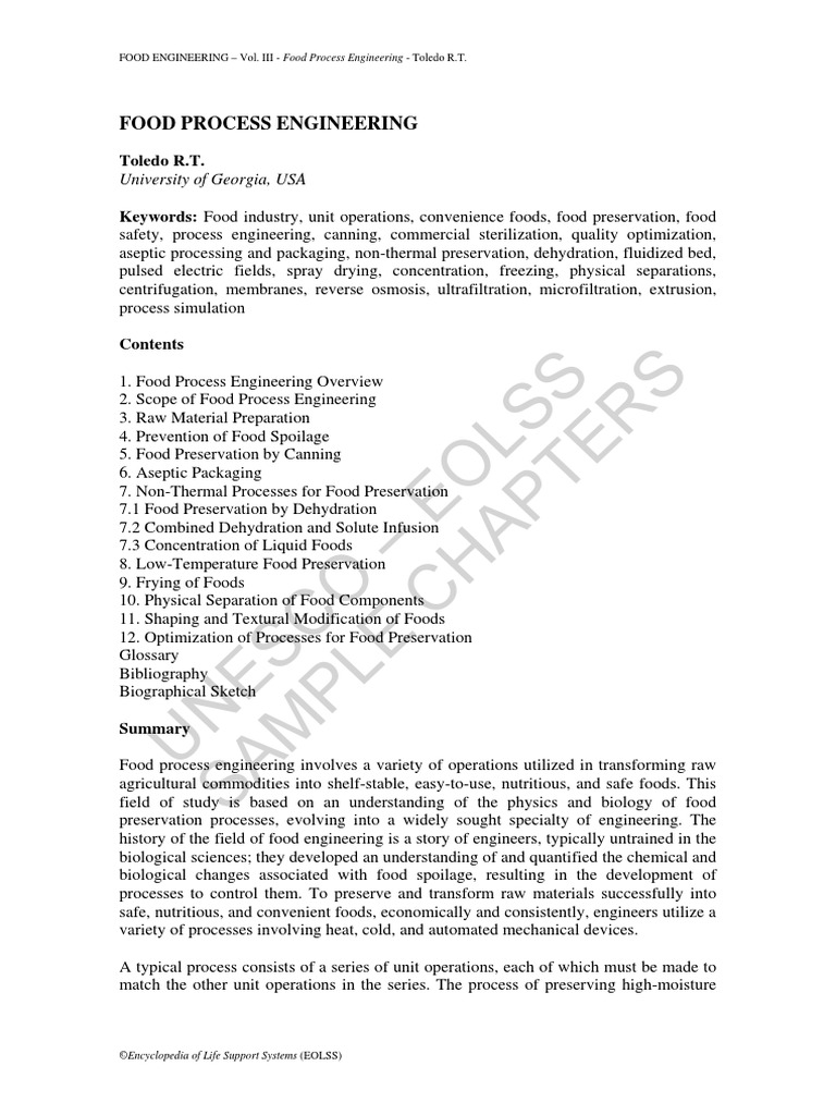 Food Process Engineering PDF
