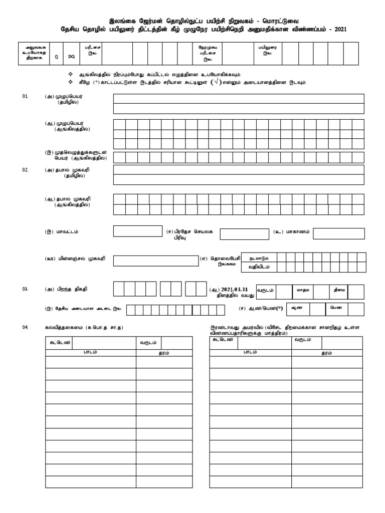Application (T) German Tech Courses 2021 PDF