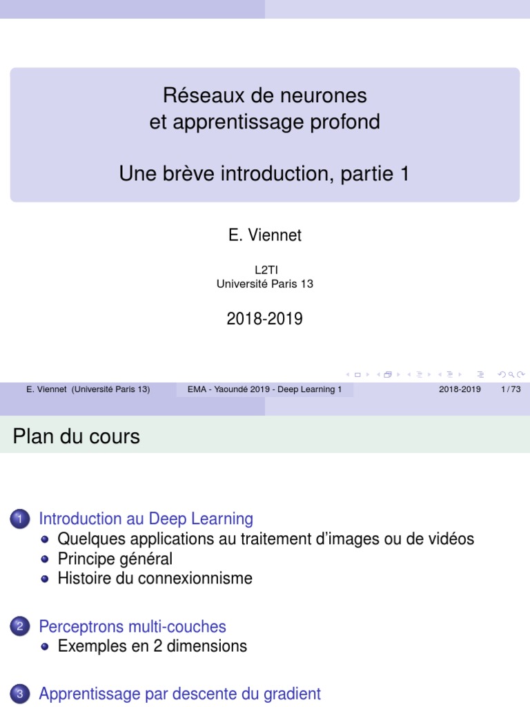 Introduction au Deep Learning | PDF | Apprentissage profond ...