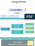 Parasitology PMC503 - Cestodes 1 - Lec. 7