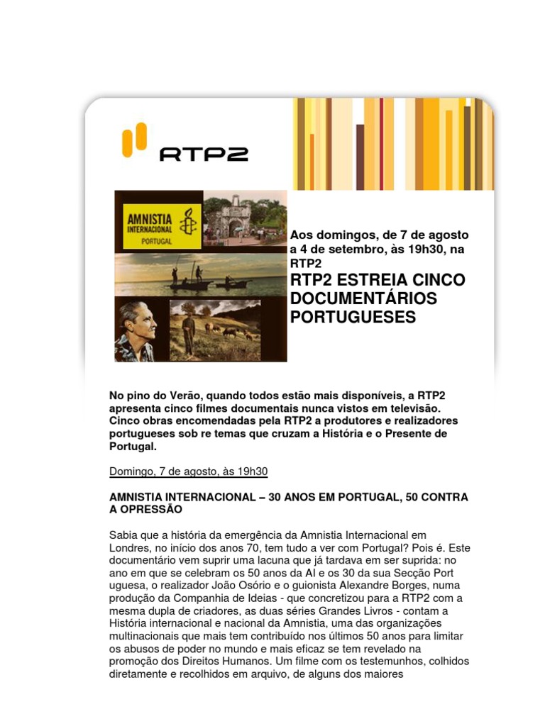 Documentários Portugueses na RTP2 | PDF | Portugal | Documentário