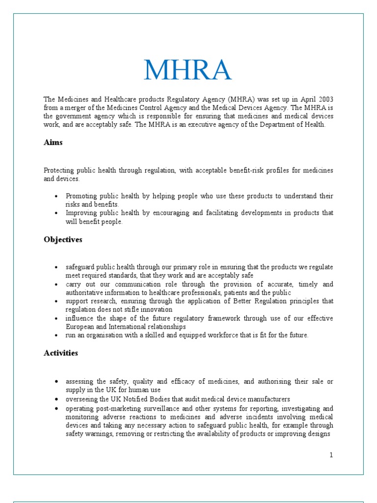 mhra Medical Device Pharmaceutical Drug