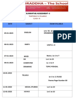 Class 3 Summative Assessment II Timetable and Syllabus
