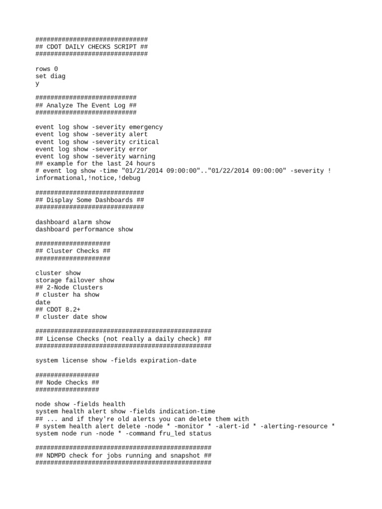 Clustered ONTAP Daily Health Checks Script PDF Information Retrieval Software Engineering