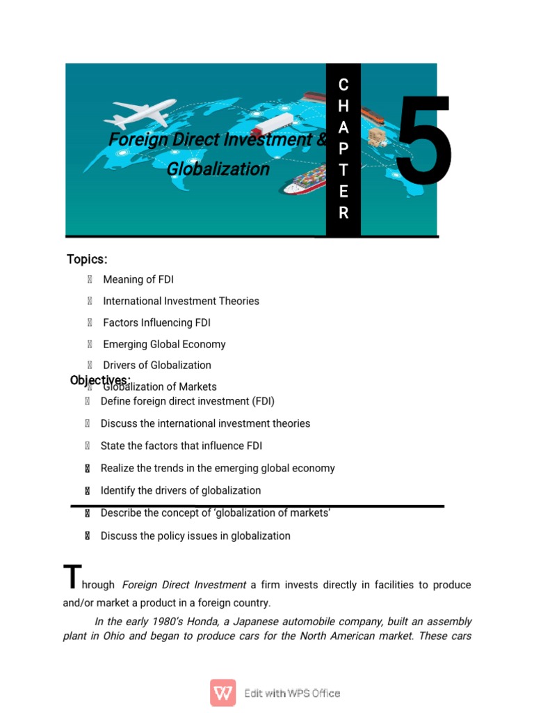 IBT Lesson 5 PDF Foreign Direct Investment Globalization