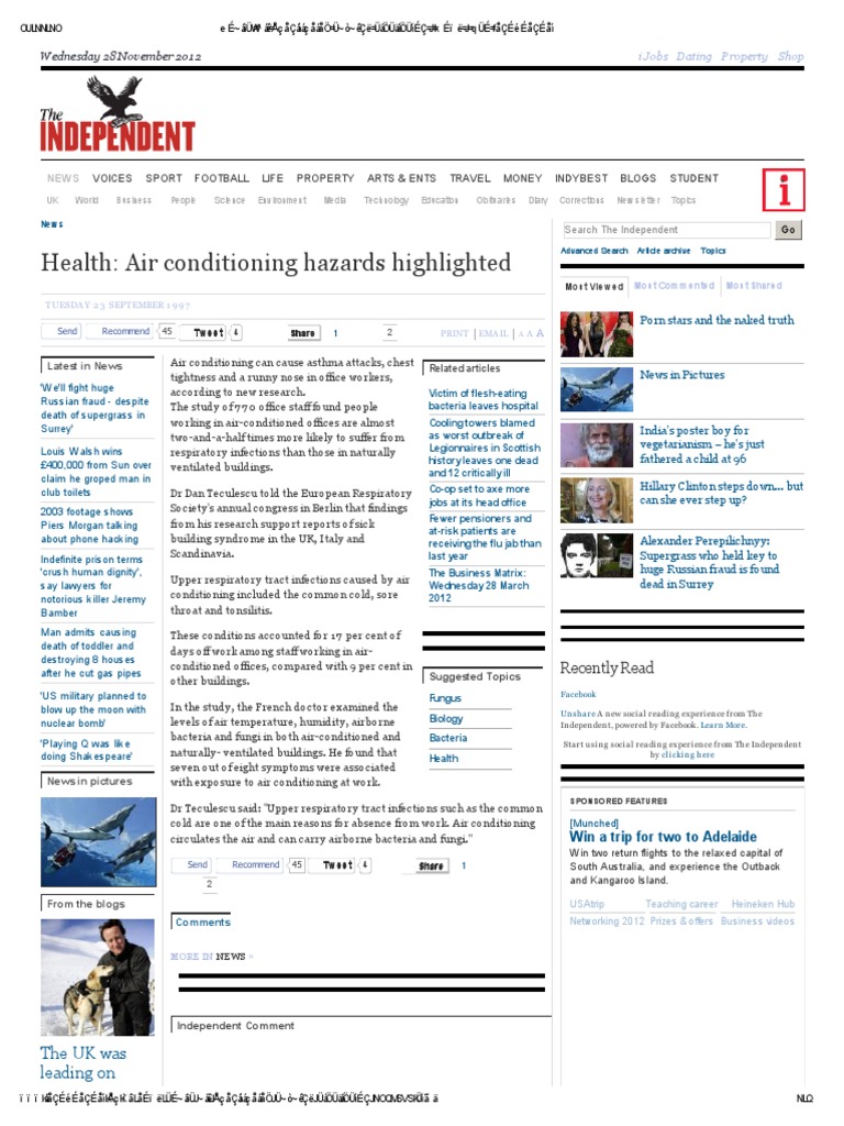 Health Air Conditioning Hazards Highlighted News The Independent