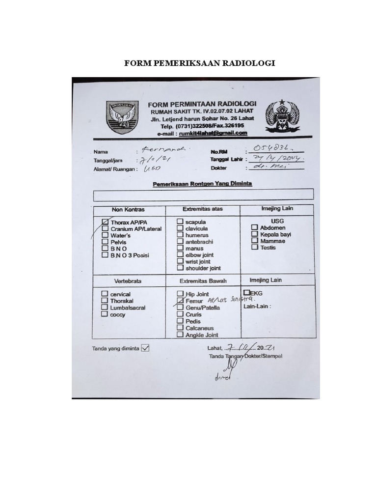 Form Radiologi | PDF