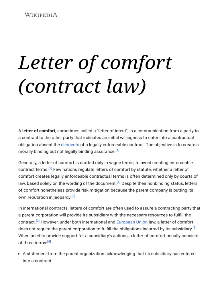 Understanding Letters of Comfort in Contracts | PDF | Consent | Justice