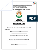 Project Certificate - Cover Sheet