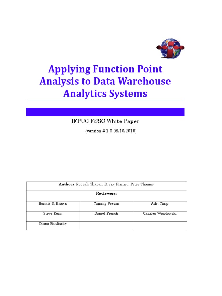 Applying Function Point Analysis To Data Warehouse Analytics Systems ...