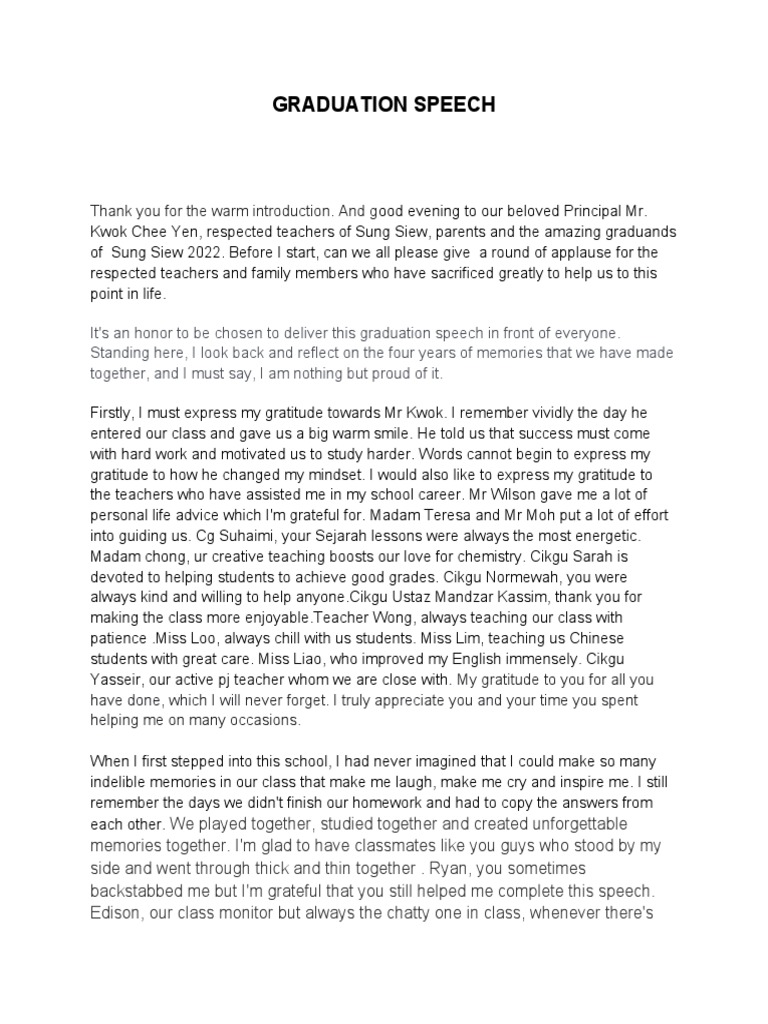 Graduation Speech PDF
