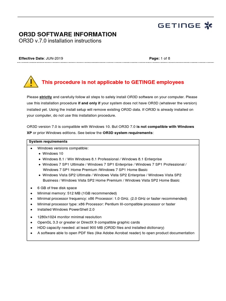 Or3d v7 Installation Instructions Non-Getinge 2019-06 | PDF ...