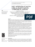 Patients' Satisfaction of Service Quality in Saudi Hospitals: A SERVQUAL Analysis