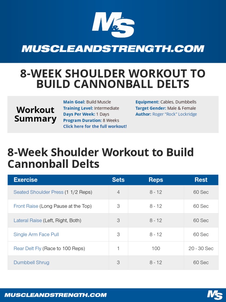 8 Week Shoulder Workout To Build Cannonball Delts Pdf