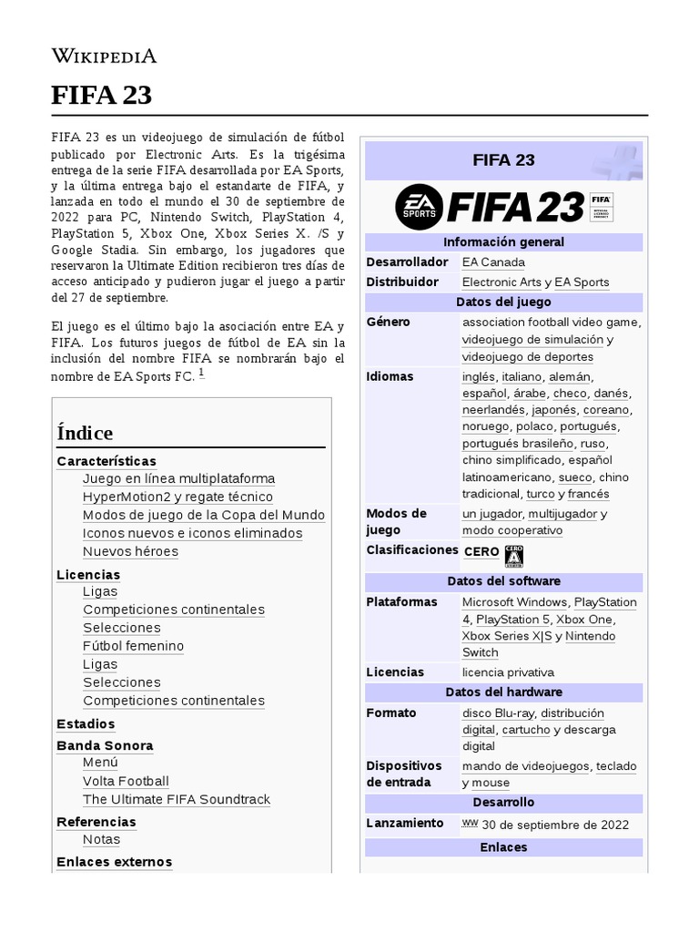 Fifa 23 | PDF | Software multiplataforma | Asociación de Futbol