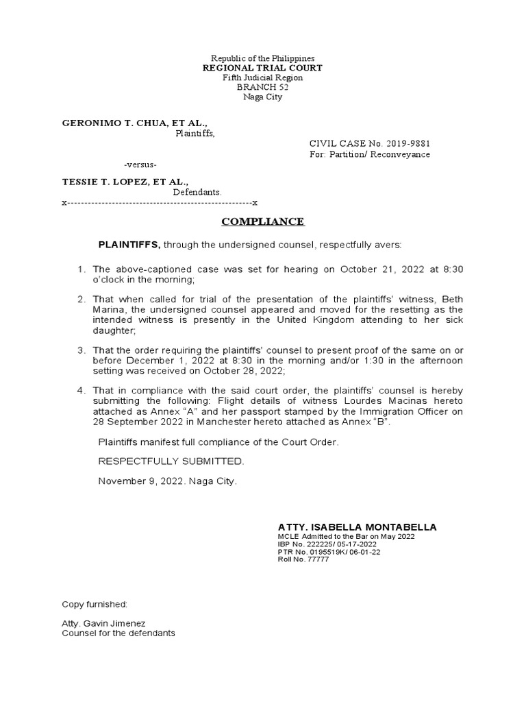 Court Order Compliance PDF