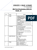 XI-Syllabus For Mid Term Examination (2022-23)