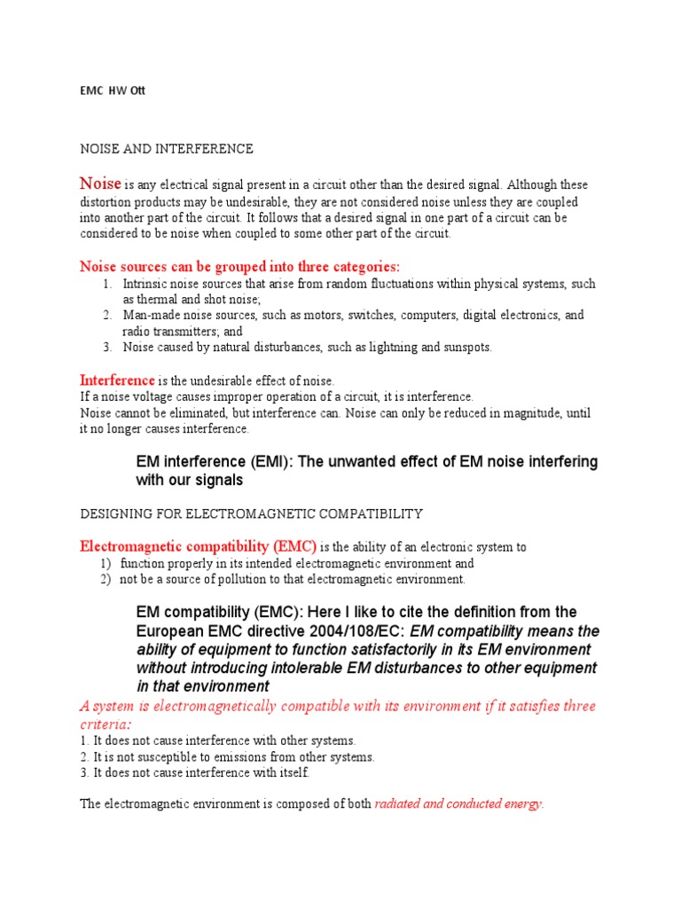 OTT HW ELECTROMAGNETIC COMPATIBILITY ENGINEERING intelligence overview