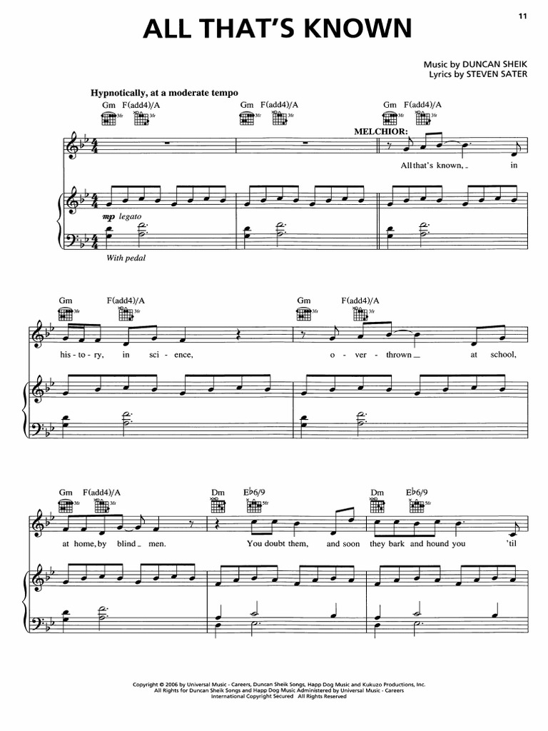 All That's Known (Spring Awakening) | PDF