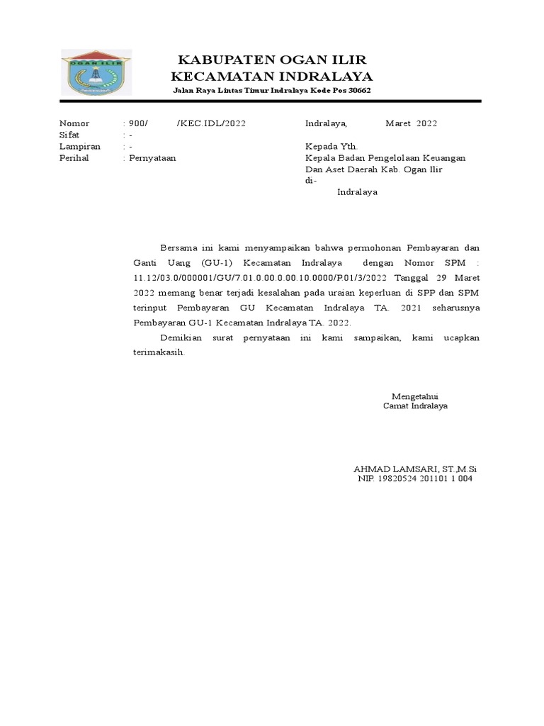 Surat Pernyataan Kesalahan Pdf