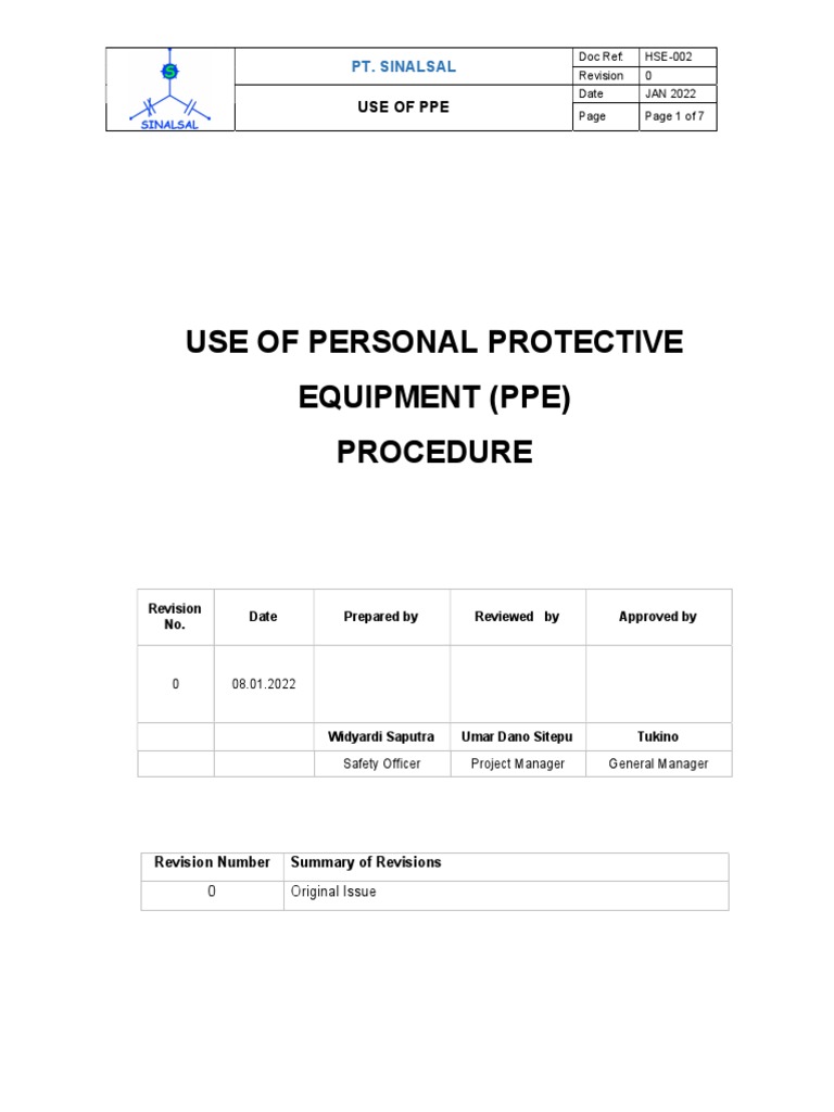 Ppe Use Guidelines Pdf