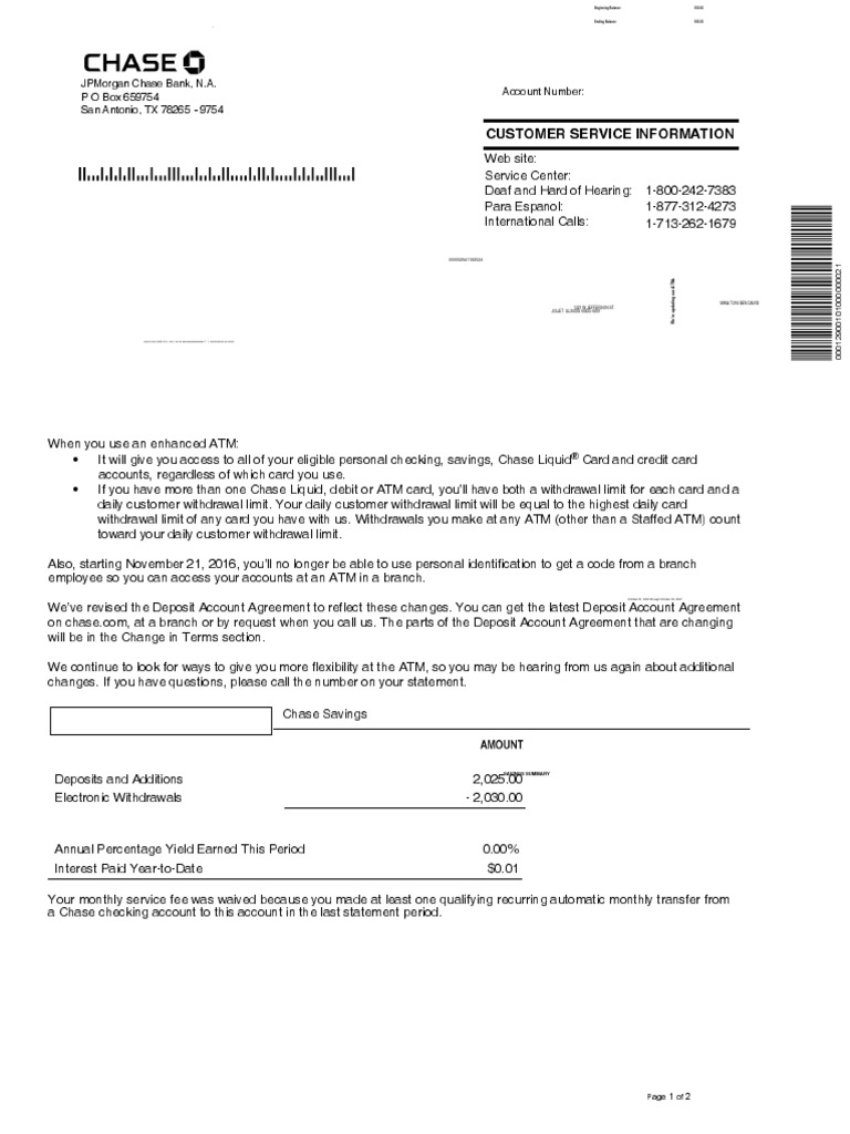 Chase Statement PDF Transaction Account Chase Bank