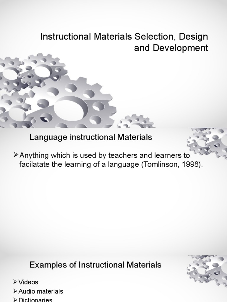Instructional Materials Selection 1 PDF Learning Language Education