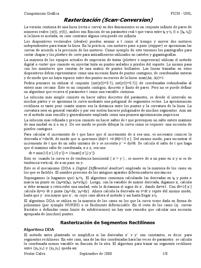 Algoritmos de Rasterización en Gráfica | PDF | Almacenador ...