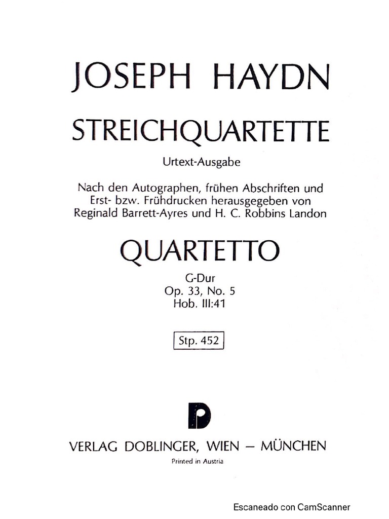 Cuarteto de cuerda no 5 op 33 j haydn doblinger pdf