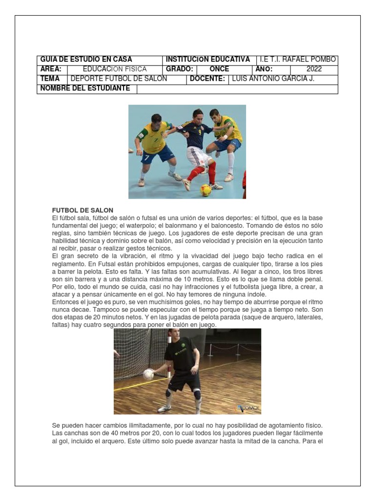 Generalidades Del Fútbol De Salón Pdf Asociación De Futbol Deportes