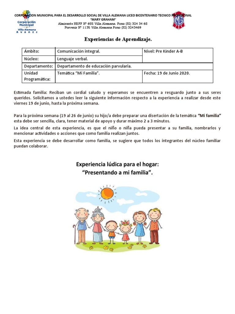 Presentando a mi familia en clase | PDF | Educación de la primera infancia