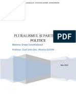 Pluralismul Și Partidele Politice: Materia: Drept Constituțional