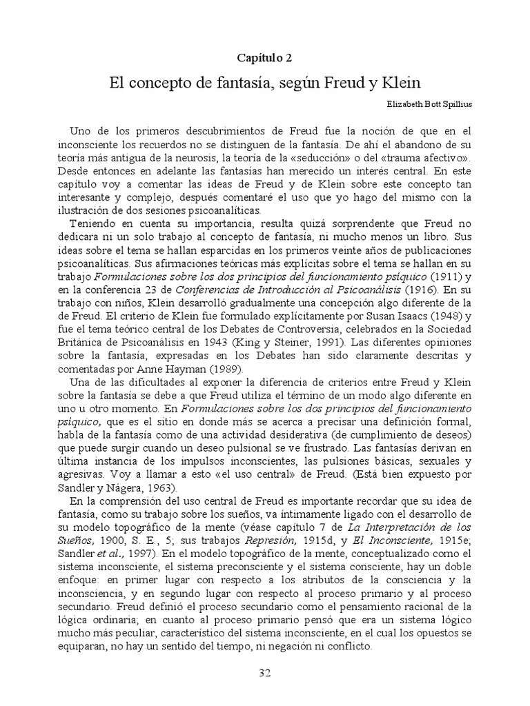 Fantasía según Freud y Klein | PDF | Mente inconsciente | Sigmund Freud