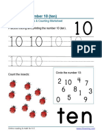 Kindergarten Tracing Numbers Ten 10