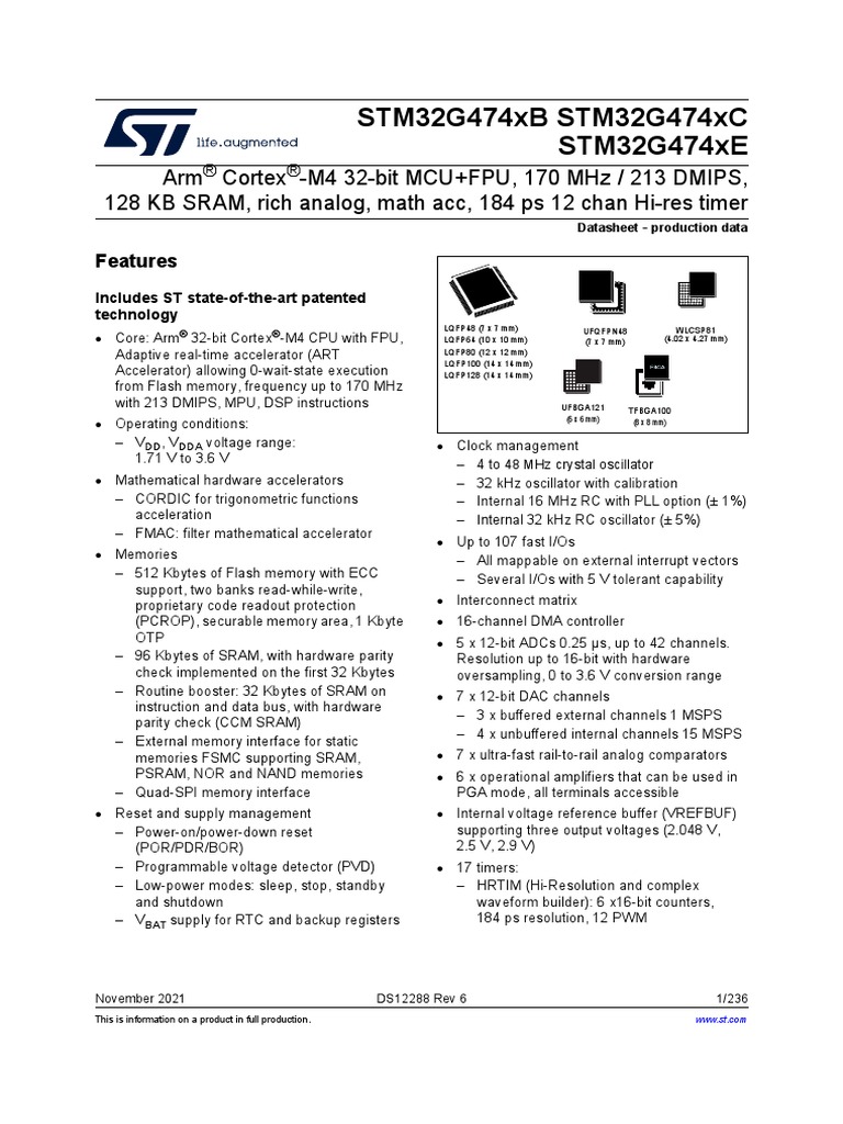 STM 32 G 474 Re | PDF | Power Supply | Dynamic Random Access Memory